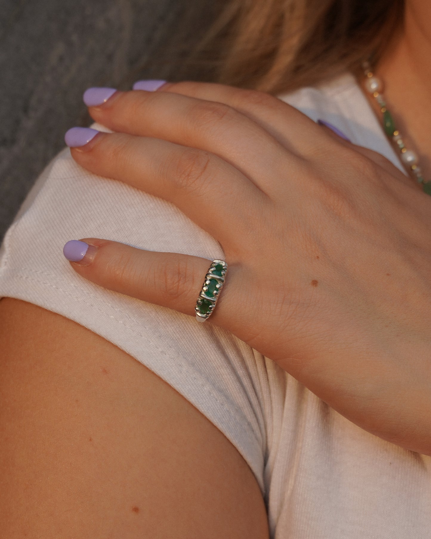 Emerald Trio Band - Size 5.5