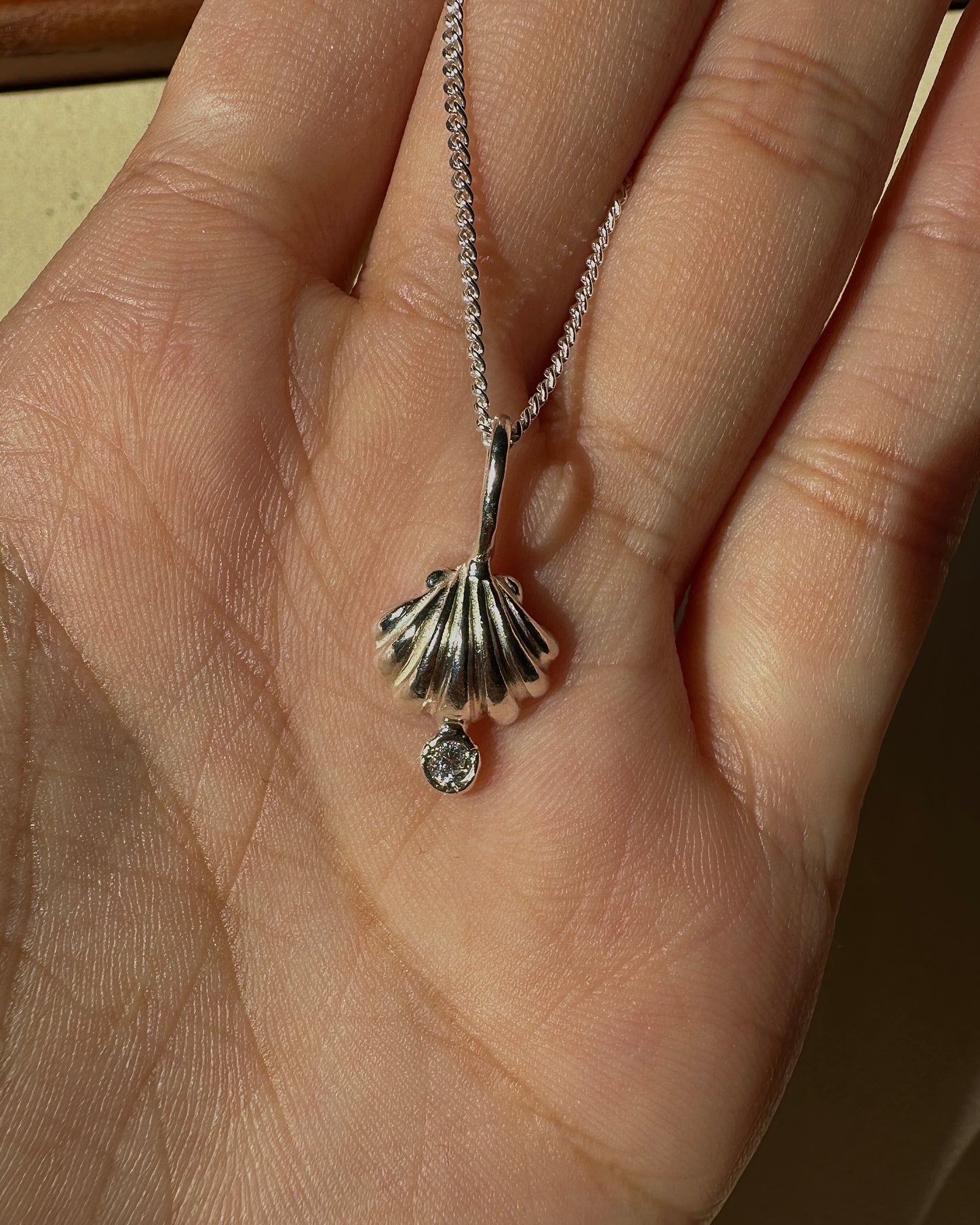 Seashell + Moissanite Pendant