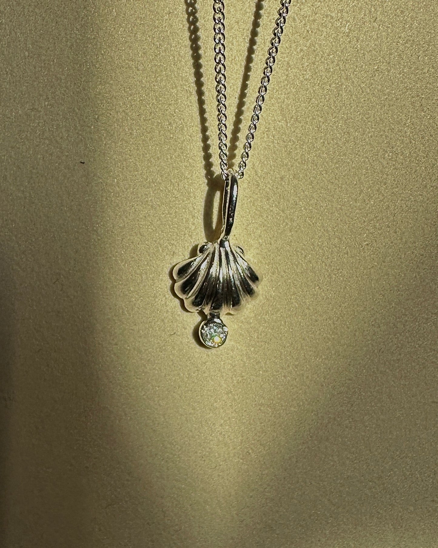 Seashell + Moissanite Pendant