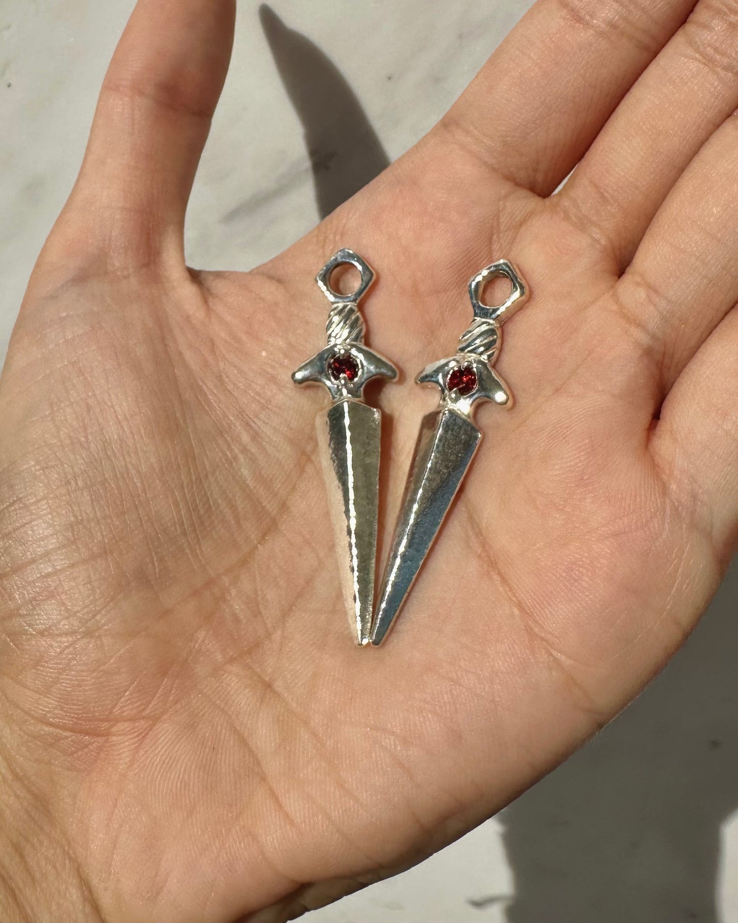 Dagger Charms in Garnet