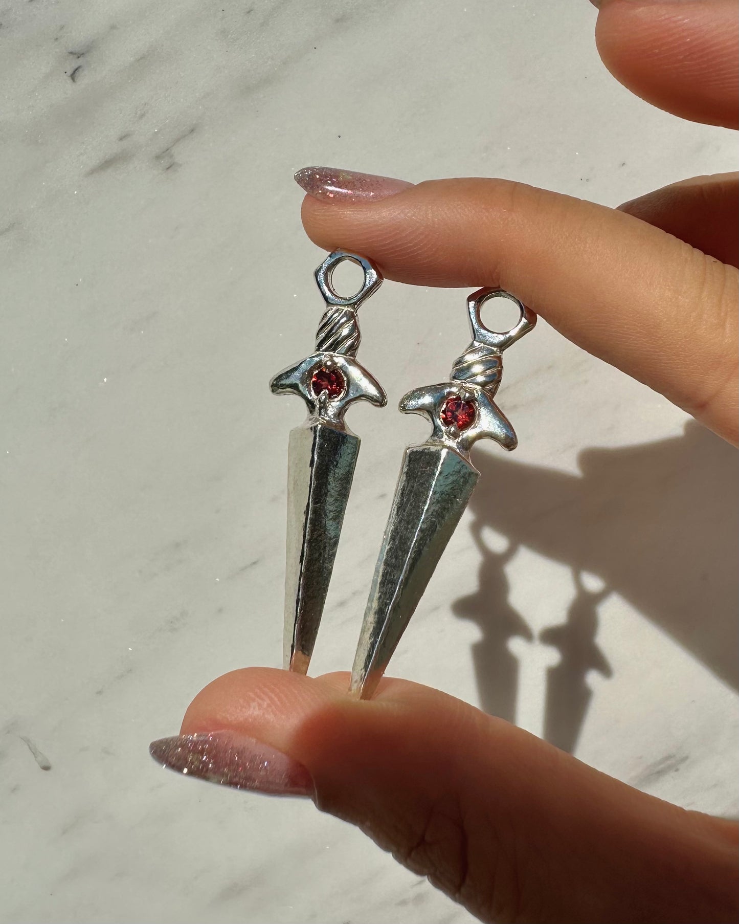 Dagger Charms in Garnet