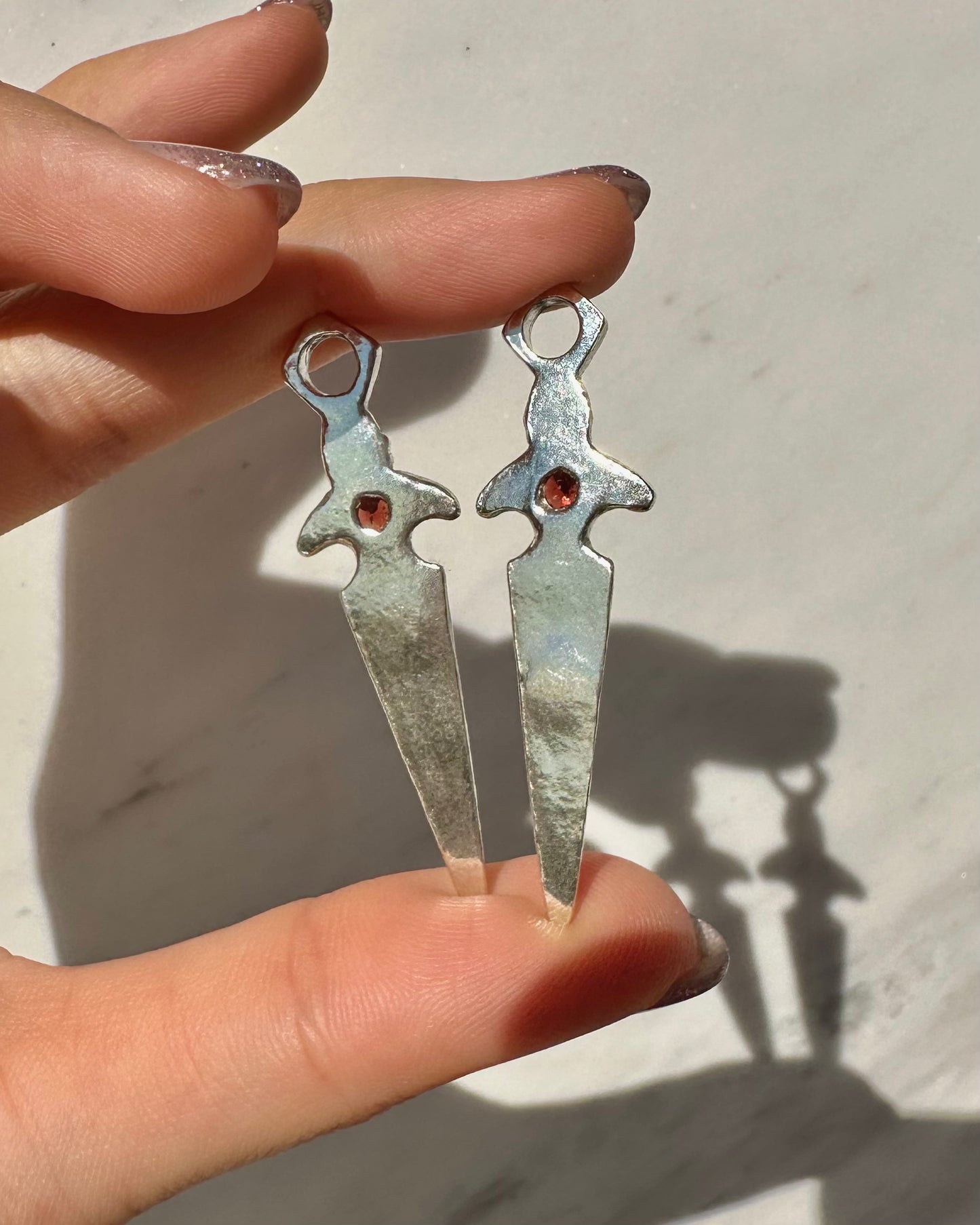 Dagger Charms in Garnet