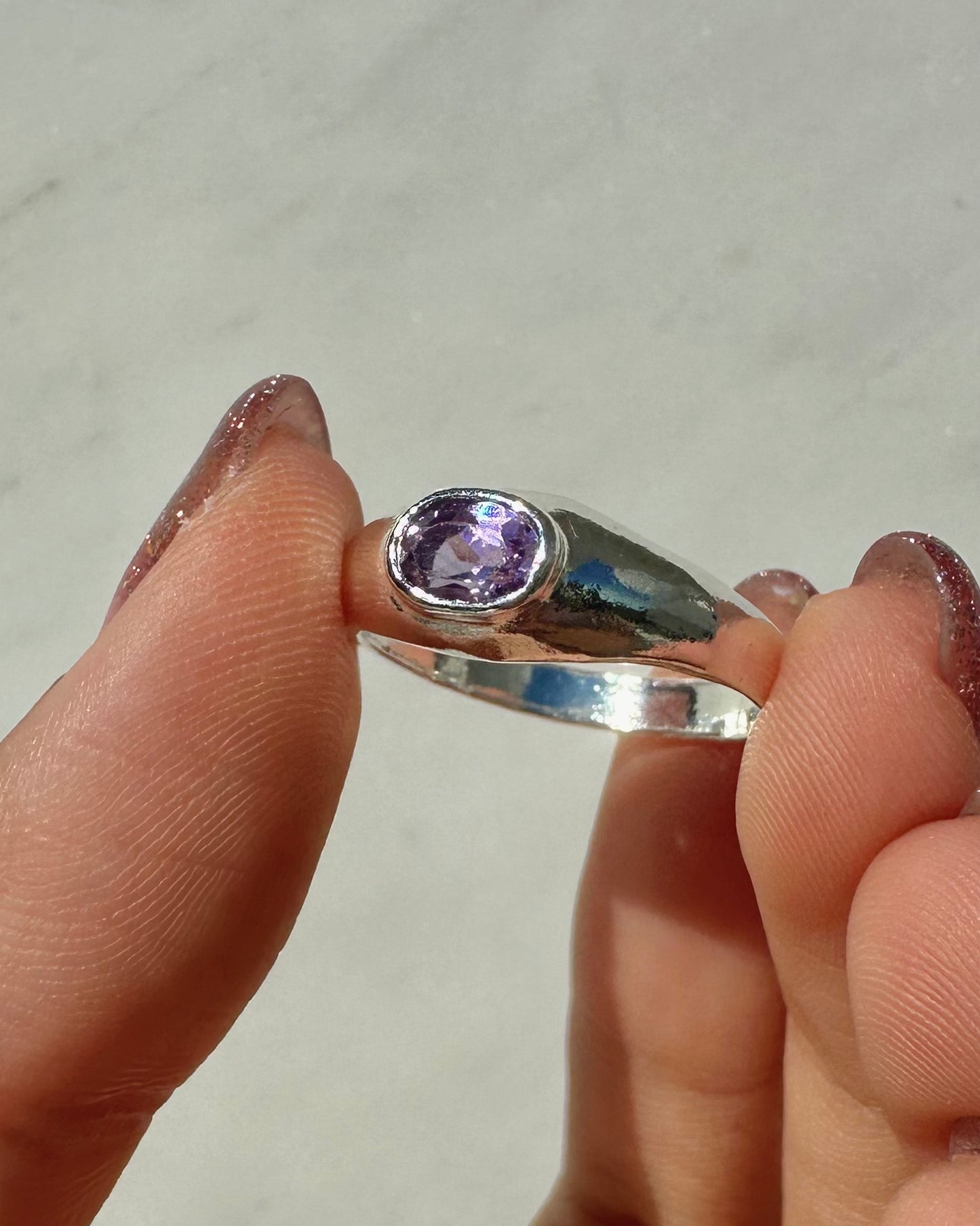 Mini Sigie in Ameythst Ring - Size 7.5